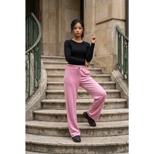 Juicy Couture Rhinestone Velour Track Sleepwear Joggers Pants Barbie Pink Sz XL